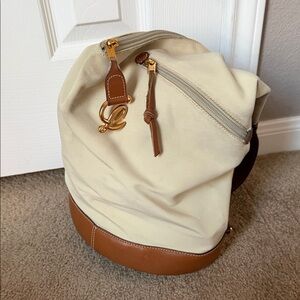 Authentic Loewe - Tan and Cream shoulder bag with Gold Hardware